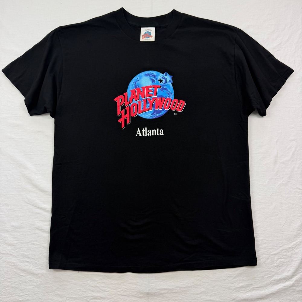 Planet Hollywood T-Shirt Mens XL Black Vintage Atlanta Graphic Tee USA Made
